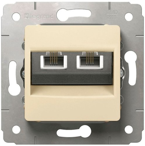 Розетка телефонная без рамки Legrand Cariva 2-м. RJ11+RJ11 слоновая кость картинка